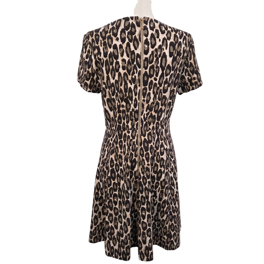 Kate Spade New York Womens Leopard Fit & Flare Dress 12 Short Sleeve Zip Back - Picture 4 of 13